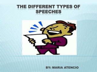 THE DIFFERENT TYPES OF
       SPEECHES




          BY: MARIA ATENCIO
 
