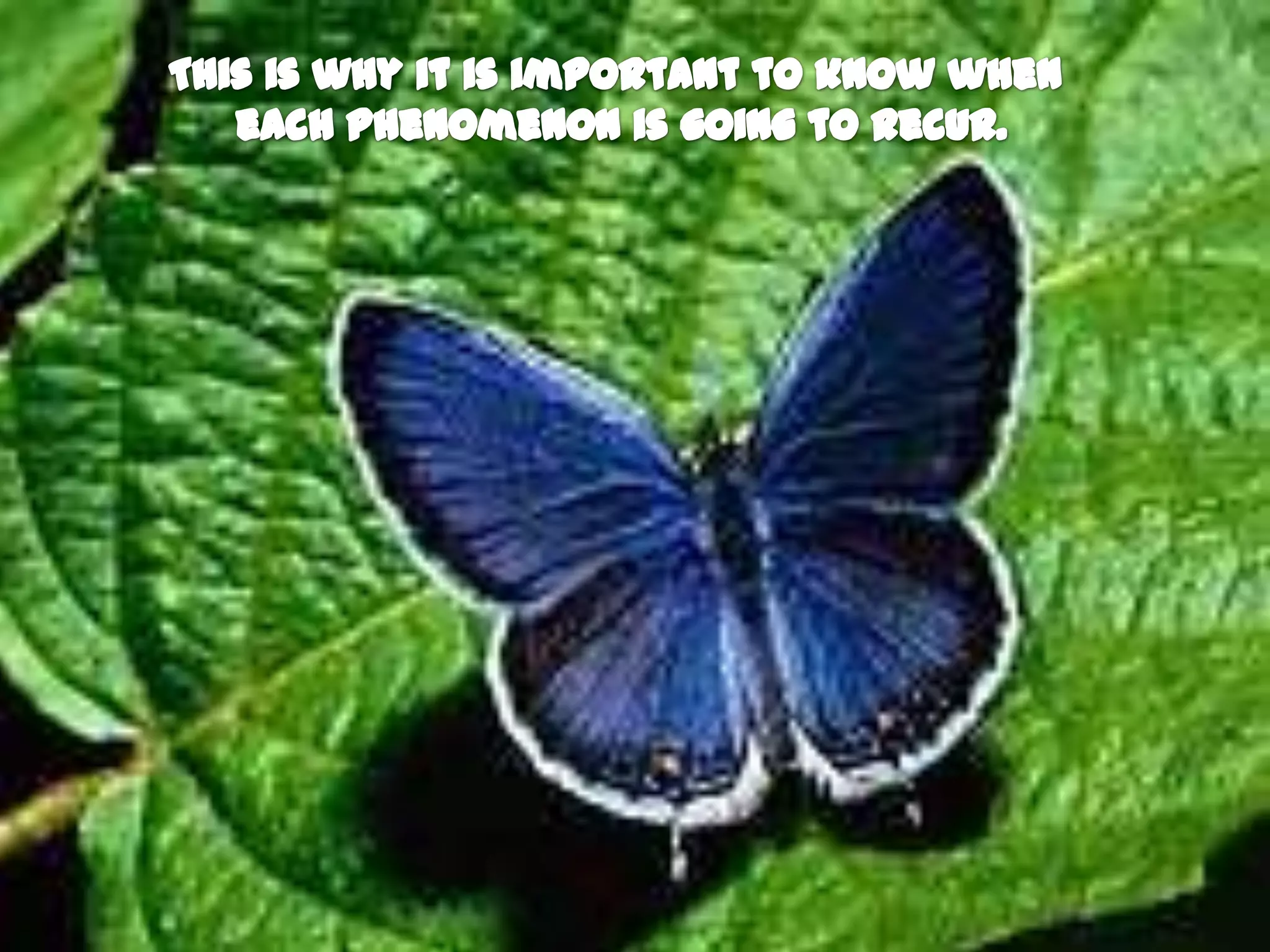 This is why it is important to know when each phenomenon is going to recur.