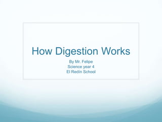 How Digestion Works
       By Mr. Felipe
      Science year 4
      El Redín School
 
