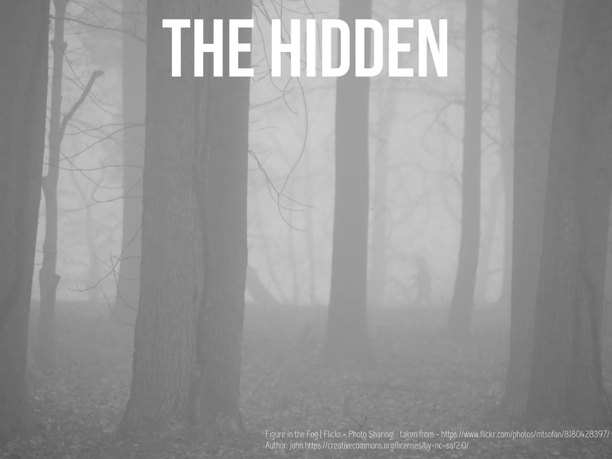 Figure in the Fog | Flickr - Photo Sharing! : taken from - https://www.flickr.com/photos/mtsofan/8180428397/
Author: John https://creativecommons.org/licenses/by-nc-sa/2.0/
 