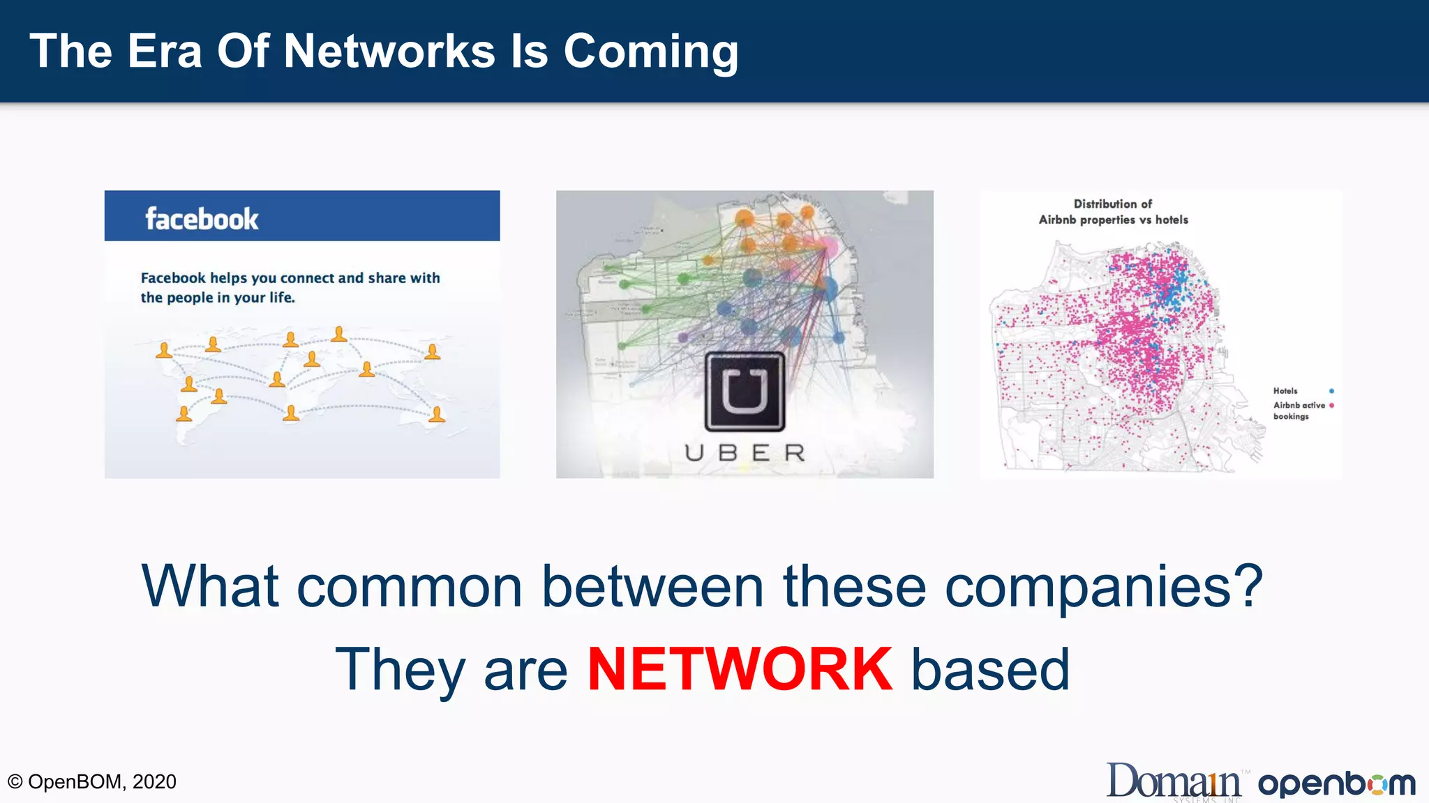 The Era Of Networks Is Coming
What common between these companies?
They are NETWORK based
© OpenBOM, 2020
 