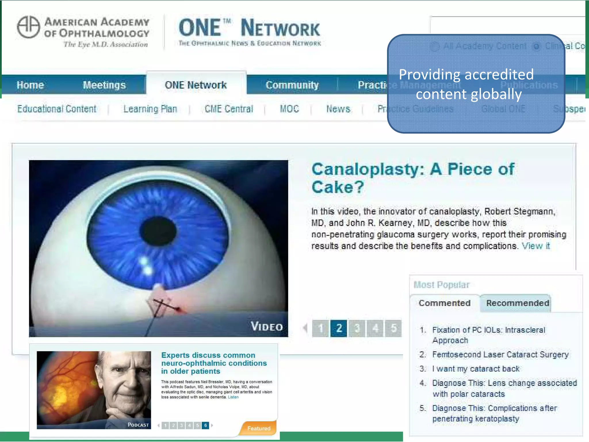 AAO ‐
AAO ONE   Providing accredited 
            content globally
 