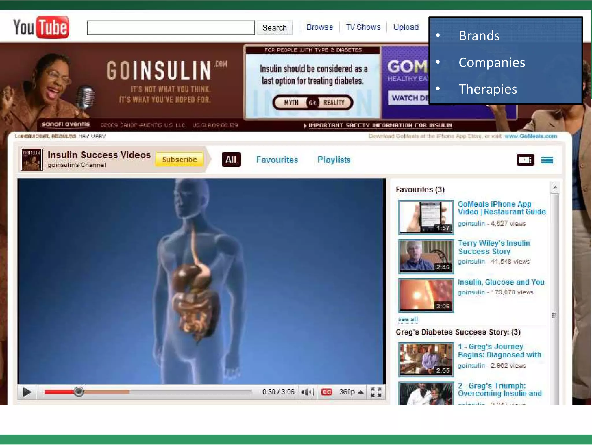 •   Brands
GoInsulin YouTube Channel
          YouTube Channel
                     • Companies
                         •   Therapies
 