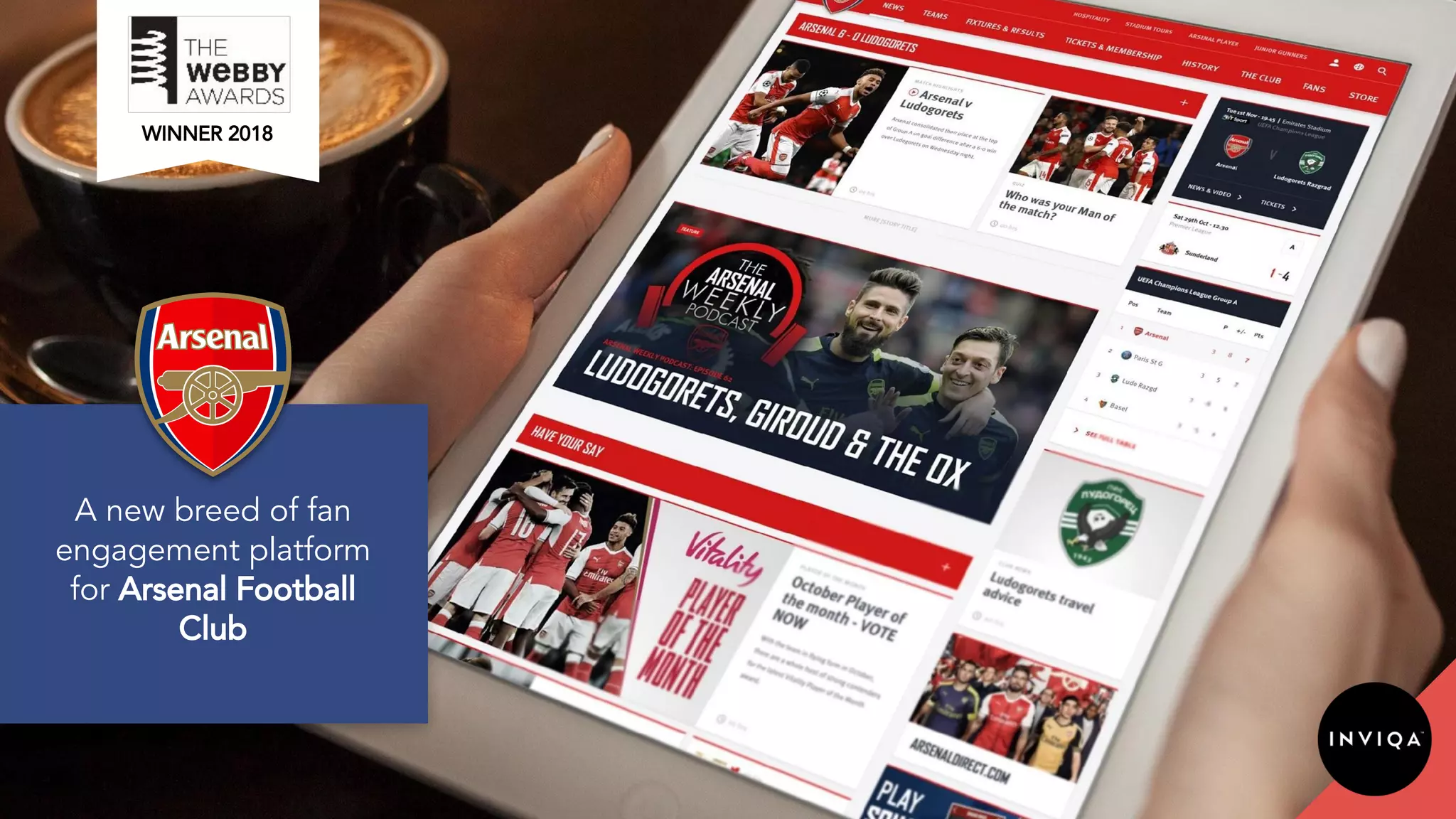 A new breed of fan
engagement platform
for Arsenal Football
Club
WINNER 2018
 