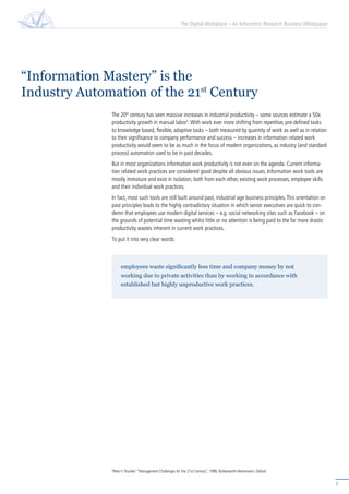 The Digital Workplace – An Infocentric Research Business Whitepaper




“Information Mastery” is the
Industry Automation o...