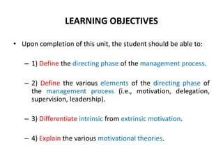 The directing phase of the management process | PPTX