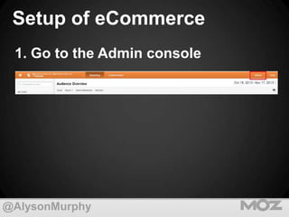 Setup of eCommerce
1. Go to the Admin console

@AlysonMurphy

 