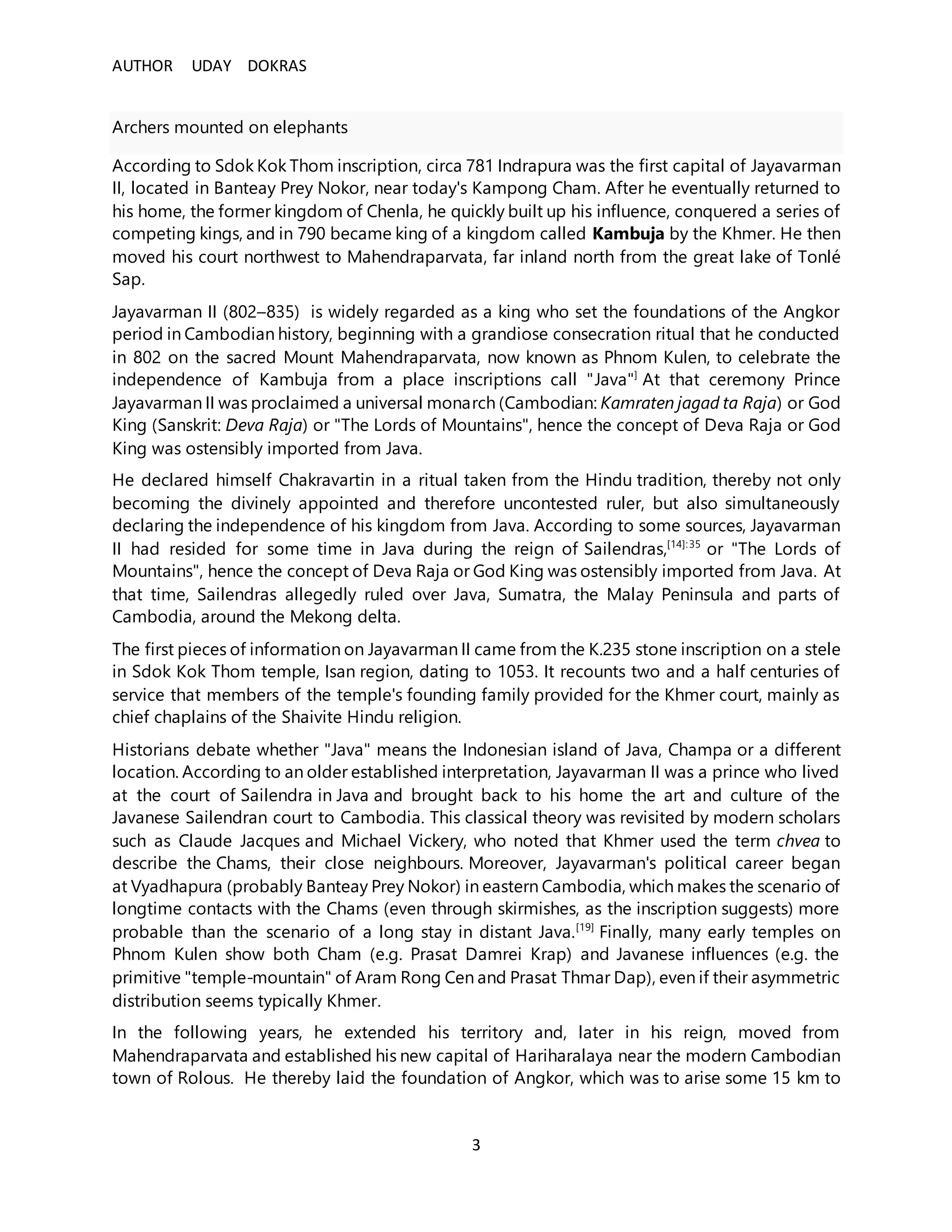 Combodian First Ruler The diversity of angkorian kings | DOCX