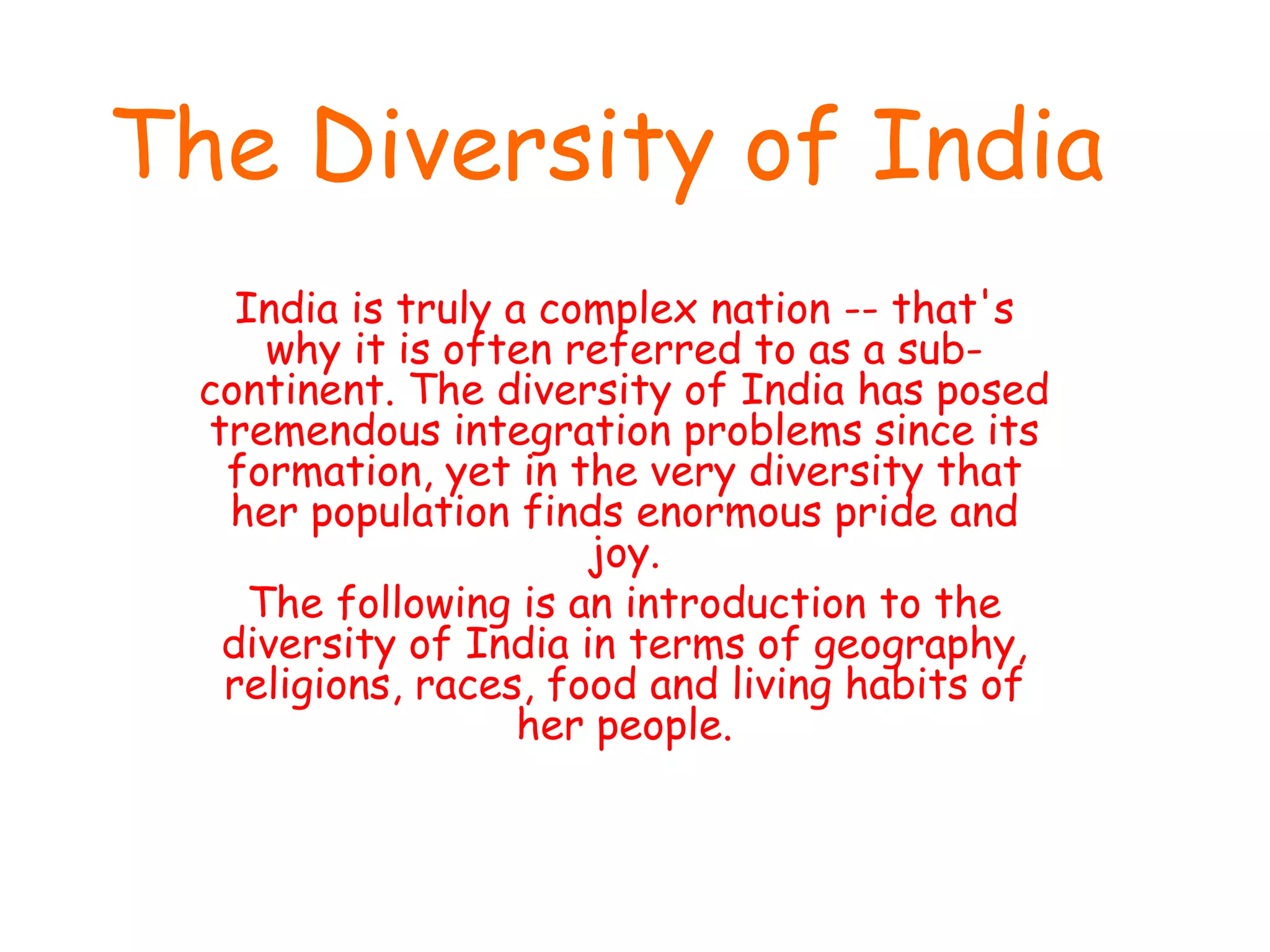 The diversity of india | PPTX