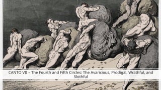 CANTO VII – The Fourth and Fifth Circles: The Avaricious, Prodigal, Wrathful, and
Slothful
 