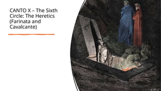 CANTO X – The Sixth
Circle: The Heretics
(Farinata and
Cavalcante)
 