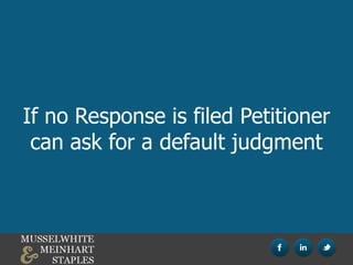 If no Response is filed Petitioner
can ask for a default judgment
 