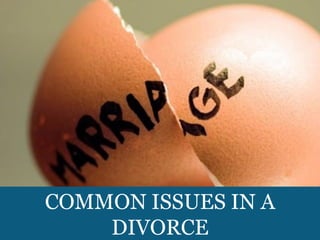 COMMON ISSUES IN A
DIVORCE
 