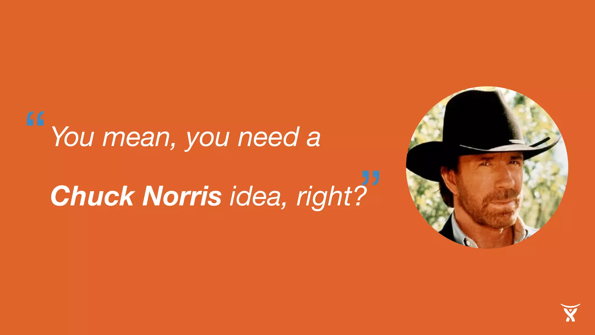 You mean, you need a 
Chuck Norris idea, right?” 
“ 
 