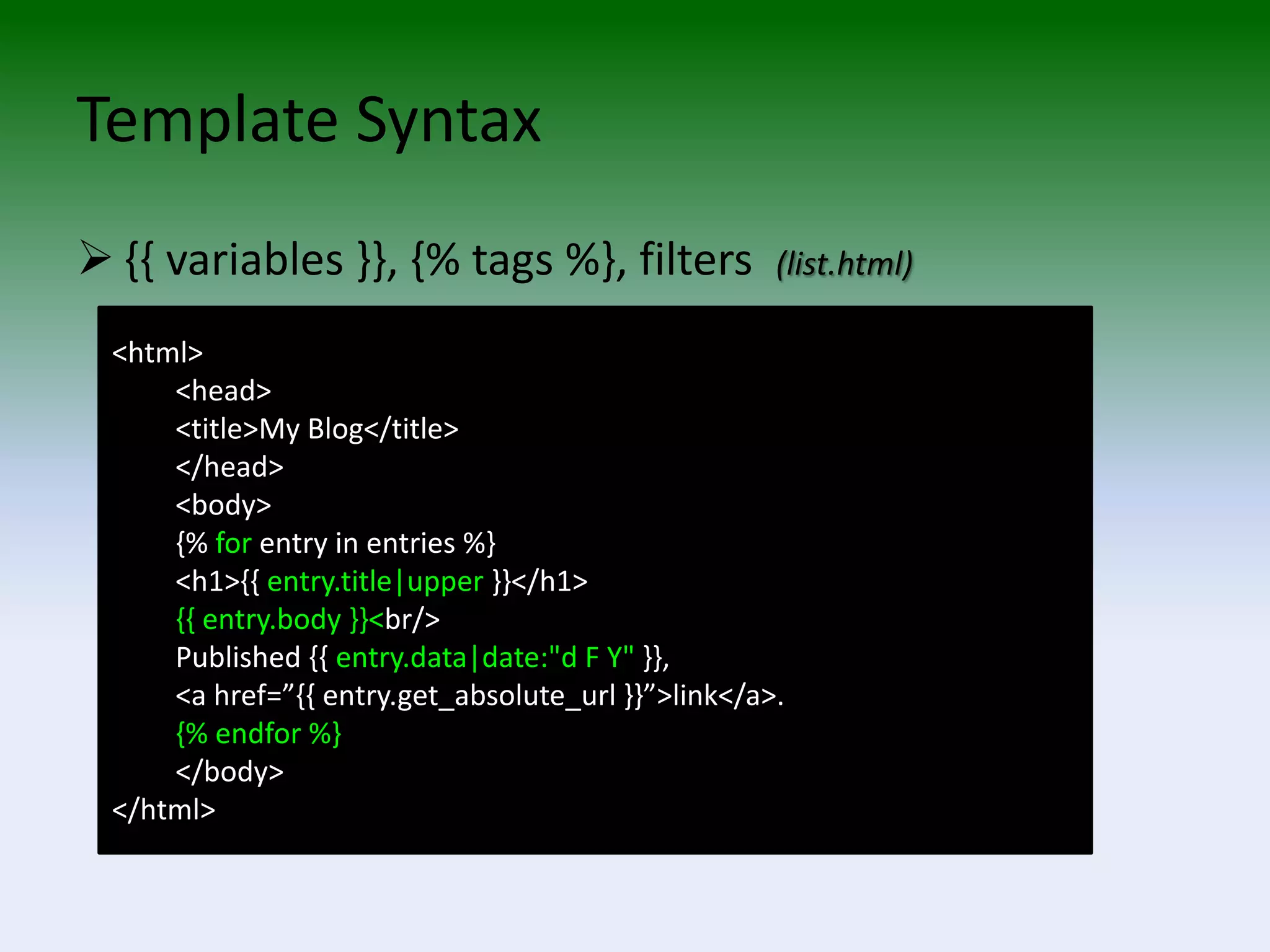 The Django Web Application Framework 2