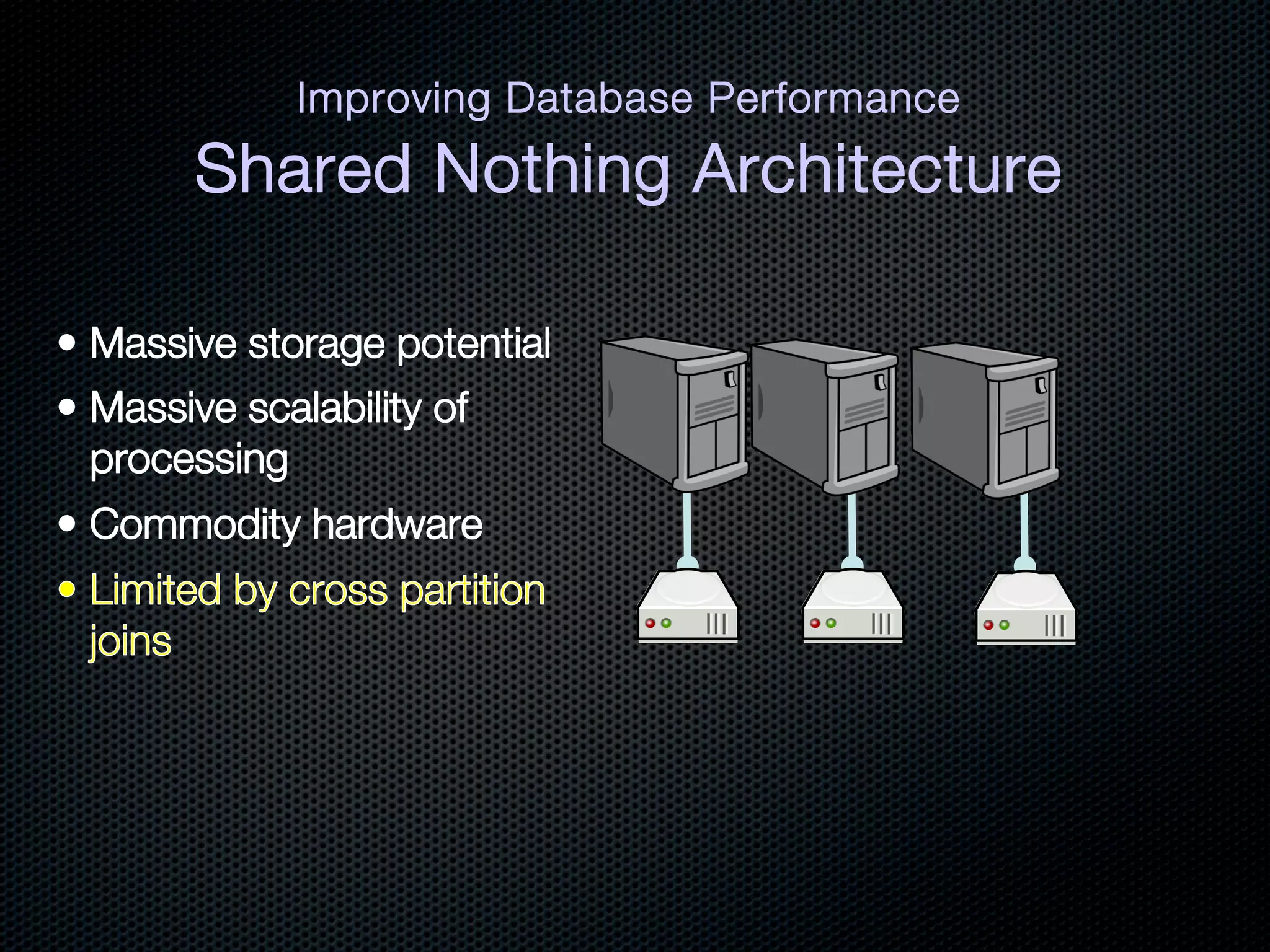 Improving Database Performance !
Shared Nothing Architecture
 