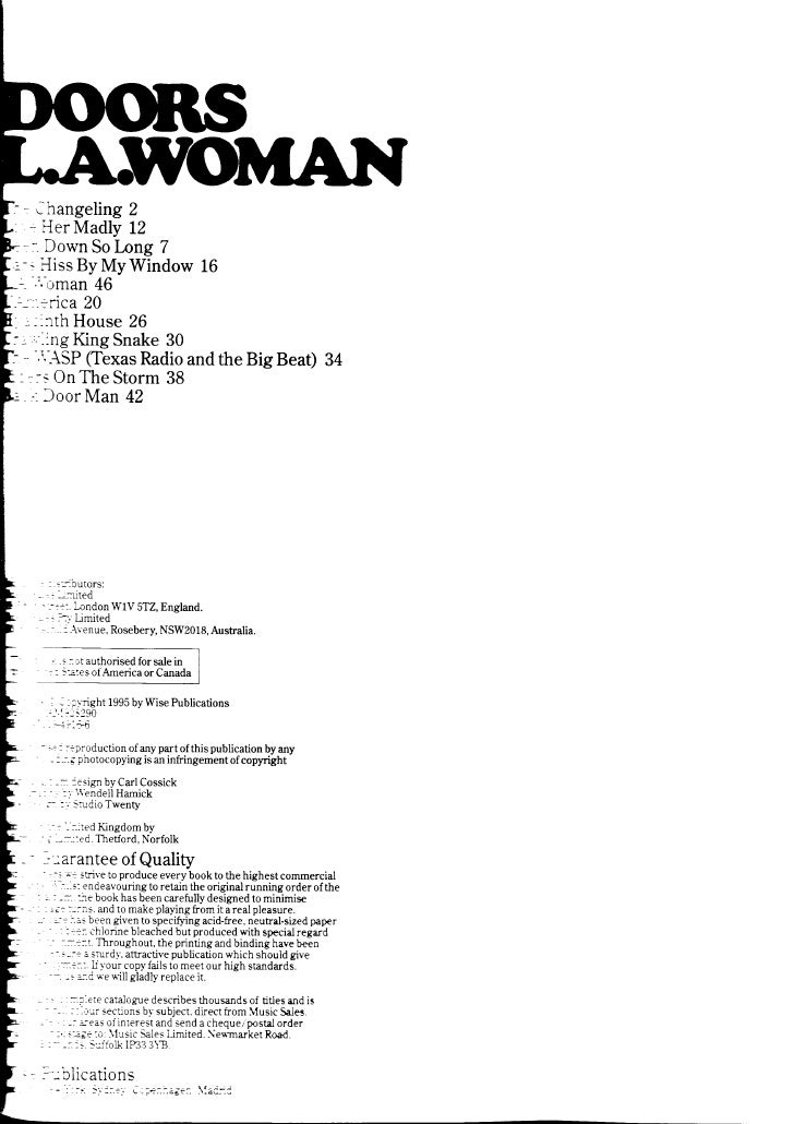 The Doors L A Woman Music Sheet
