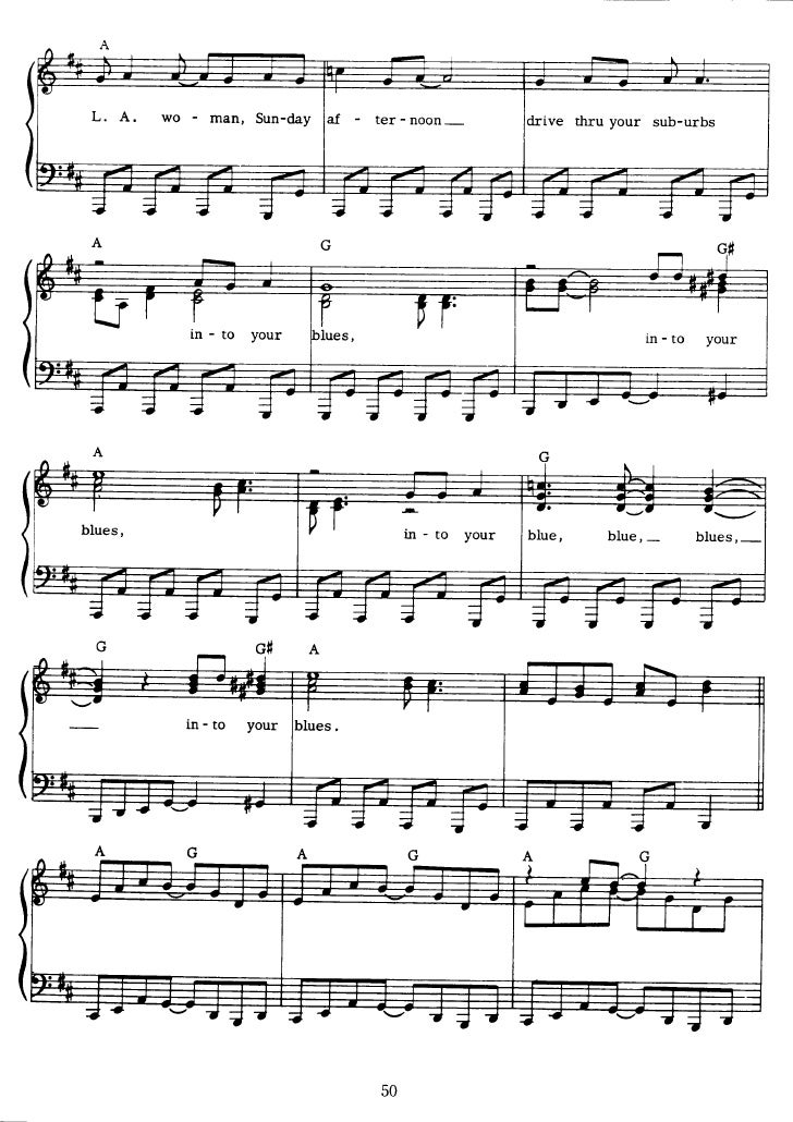 the doors l a woman music sheet luck be a lady sheet music