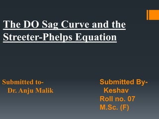 The DO Sag Curve and the
Streeter-Phelps Equation
Submitted to-
Dr. Anju Malik
Submitted By-
Keshav
Roll no. 07
M.Sc. (F)
 