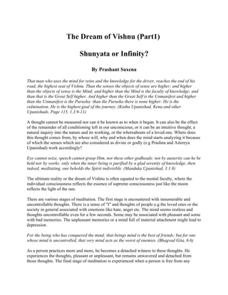 The Dream of Vishnu (Part 1) - Shunyata or Infinity?