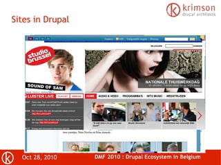 Oct 28, 2010 DMF 2010 : Drupal Ecosystem in Belgium
Sites in Drupal
 