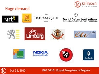 Oct 28, 2010 DMF 2010 : Drupal Ecosystem in Belgium
Huge demand
 