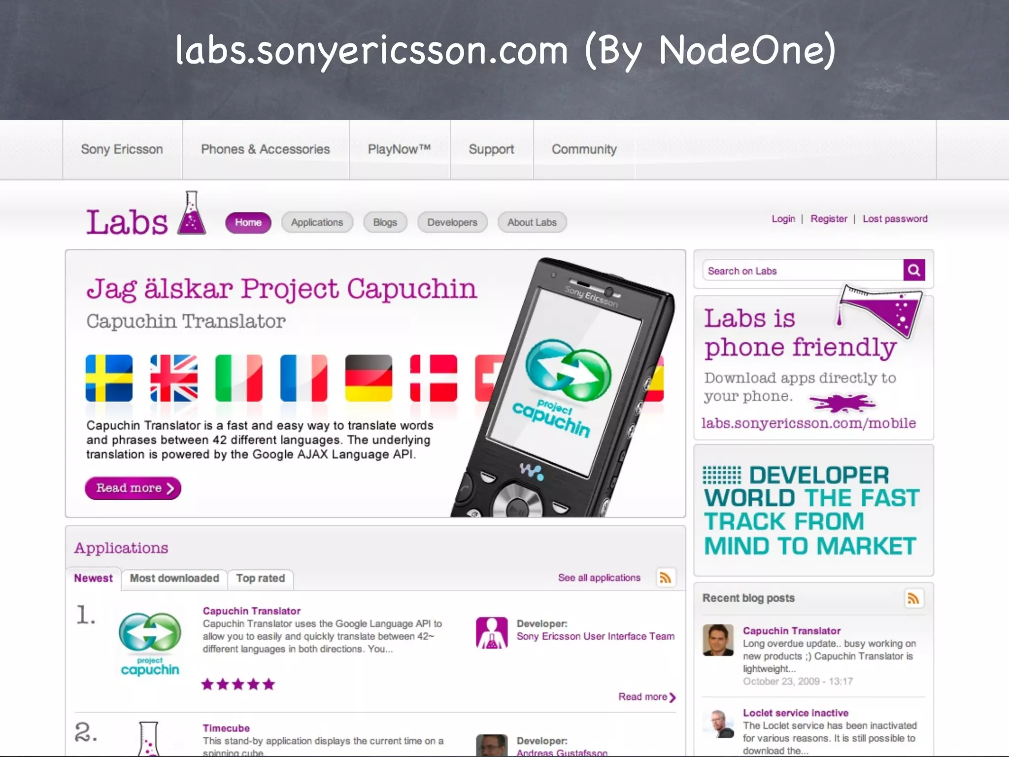 labs.sonyericsson.com (By NodeOne)
 