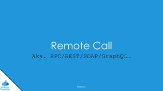 @jeppec
Remote Call
Aka. RPC/REST/SOAP/GraphQL…
 