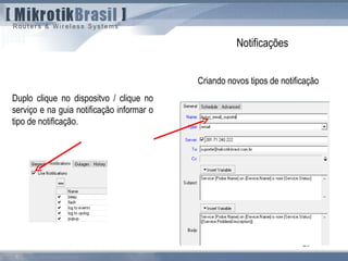20
Notificações
Duplo clique no dispositvo / clique no
serviço e na guia notificação informar o
tipo de notificação.
Criando novos tipos de notificação
 