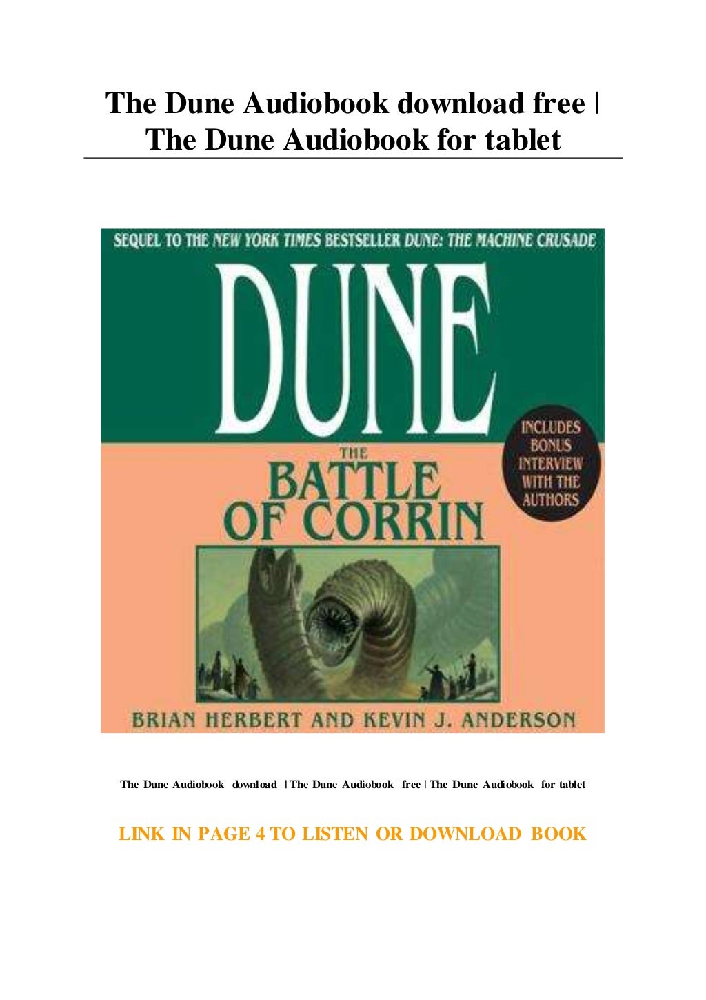 The Dune Audiobook download free The Dune Audiobook for tablet