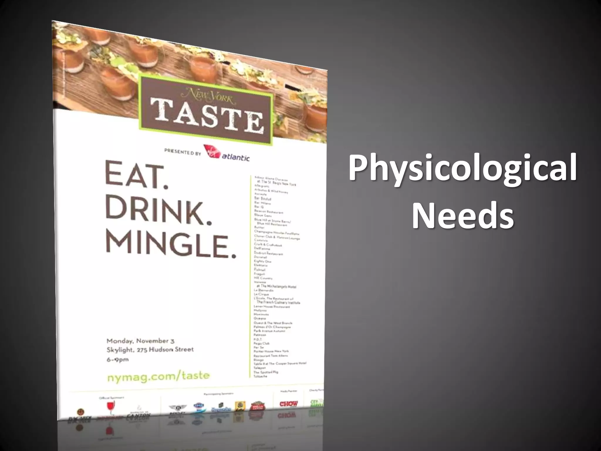 Physicological
   Needs
 