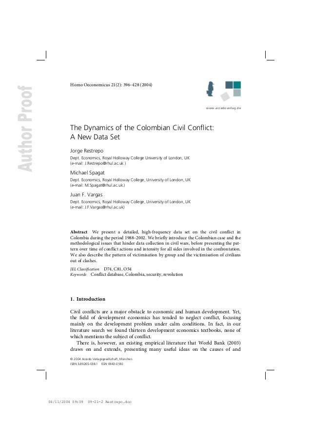 The Dynamics Of The Colombian Civil Conflict A New Data Set