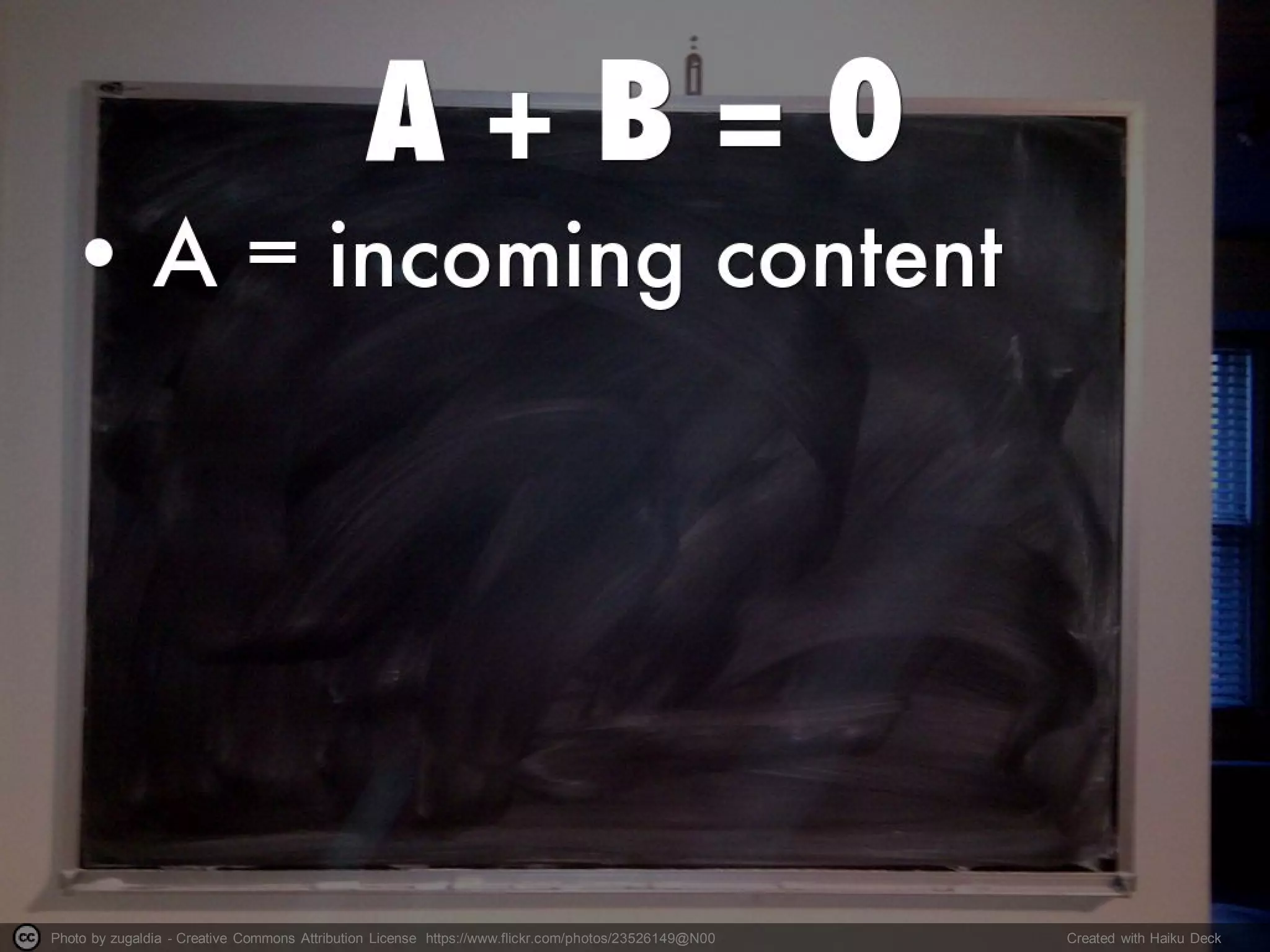 Photo by zugaldia - Creative Commons Attribution License https://www.flickr.com/photos/23526149@N00 Created with Haiku Deck
 