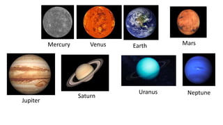 MarsVenusMercury Earth
Uranus
Saturn
Neptune
Jupiter
 