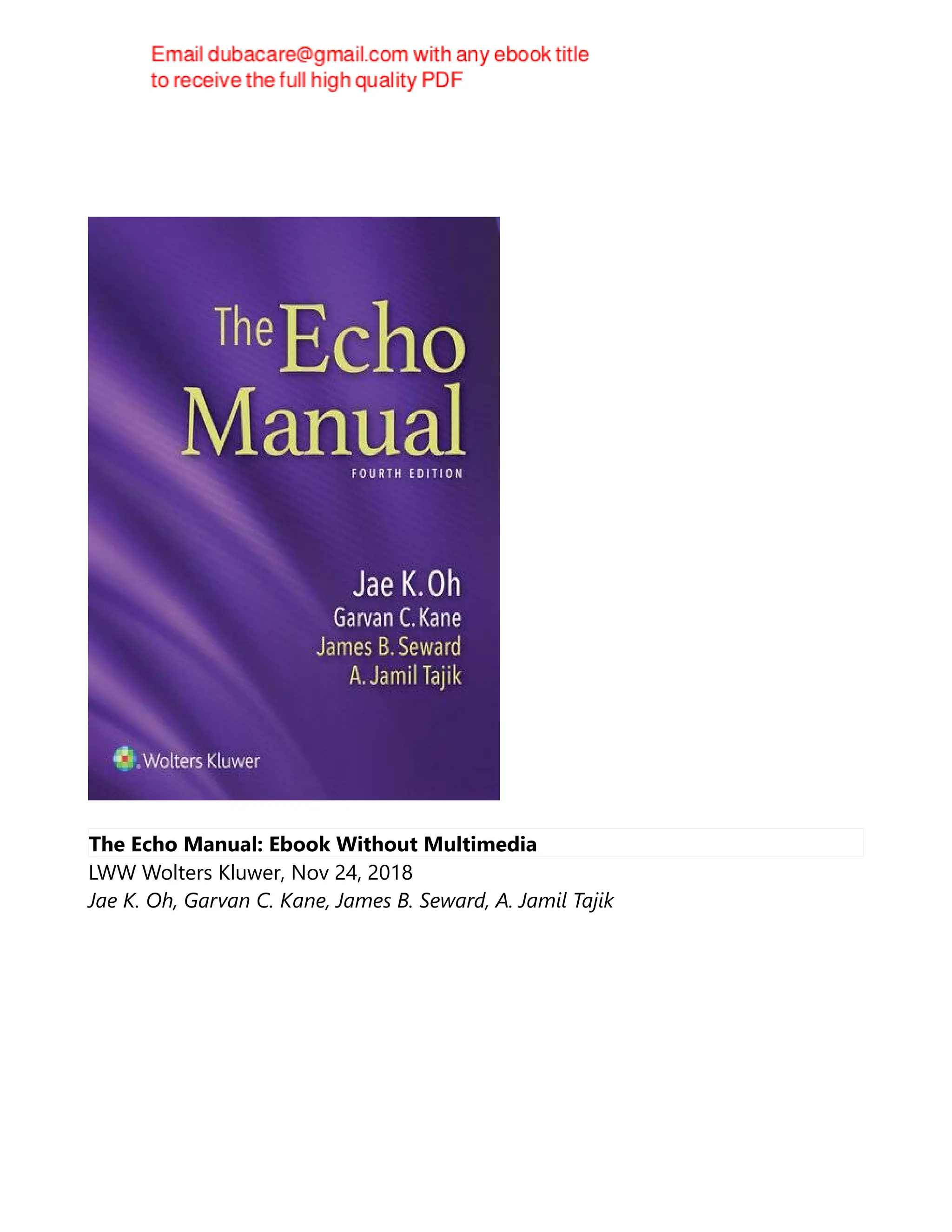 The Echo Manual 4th Edition Jae Oh, Garvan Kane | PDF