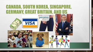 CANADA, SOUTH KOREA, SINGAPORE,
GERMANY, GREAT BRITAIN, AND US
 