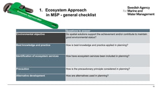 The ecosystem approach in maritime spatial planning - introduction *
