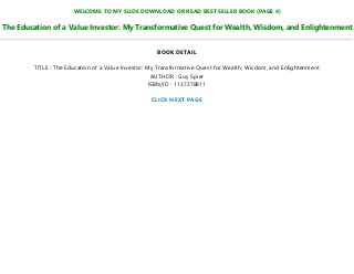 The Education Of A Value Investor PDF Free Download The Education Of A Value Investor PDF Free Download