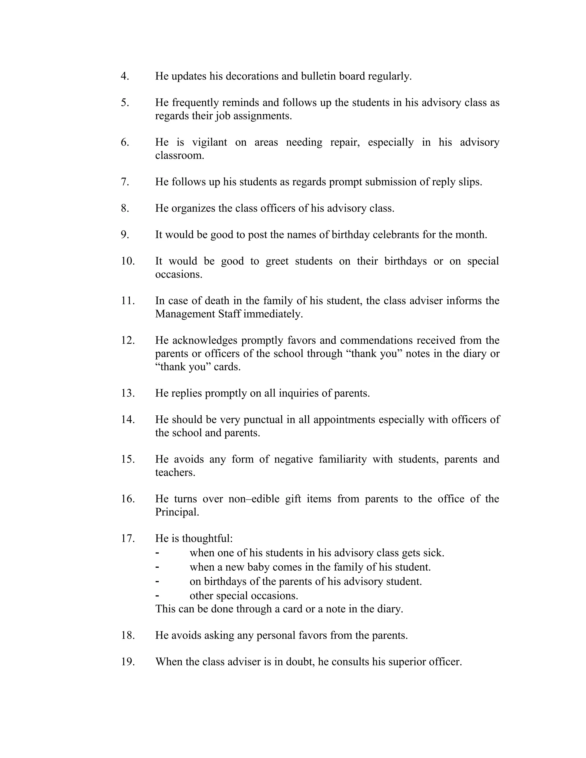 The effective class adviser MANUAL | DOC