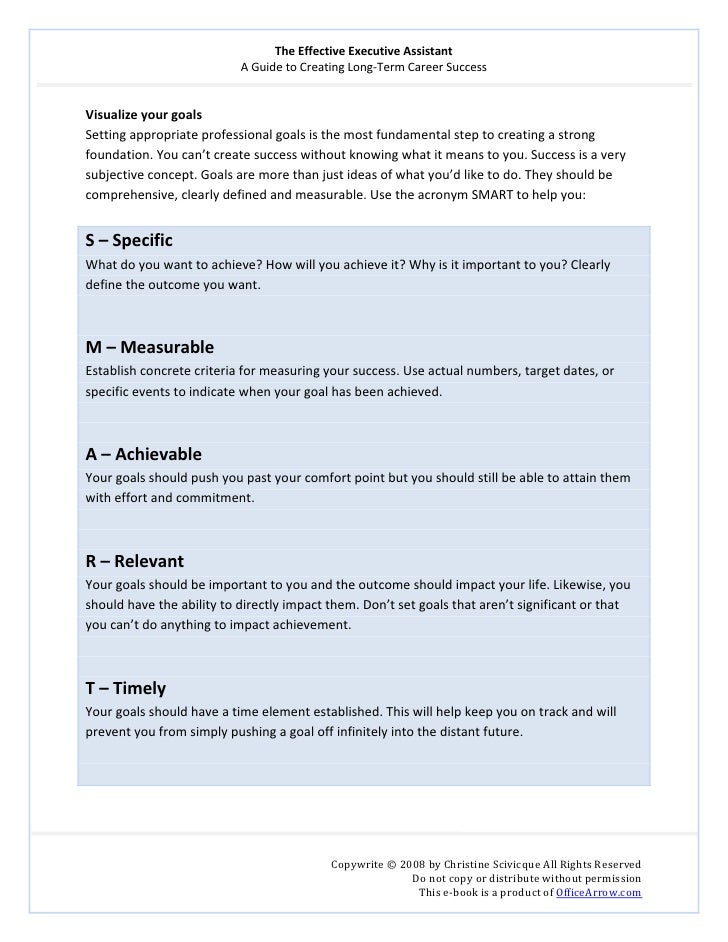examples of goals for administrative assistants