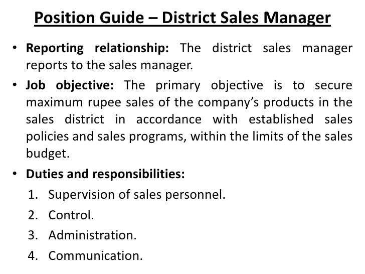 District sales manager resume objective