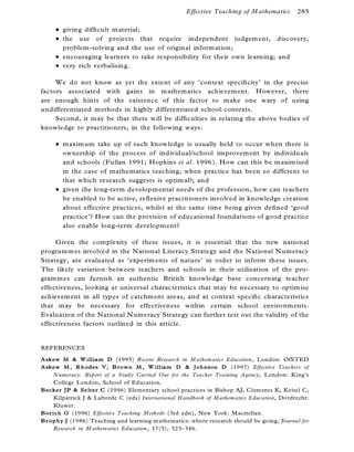 The effective teaching of mathematics a review of research | PDF