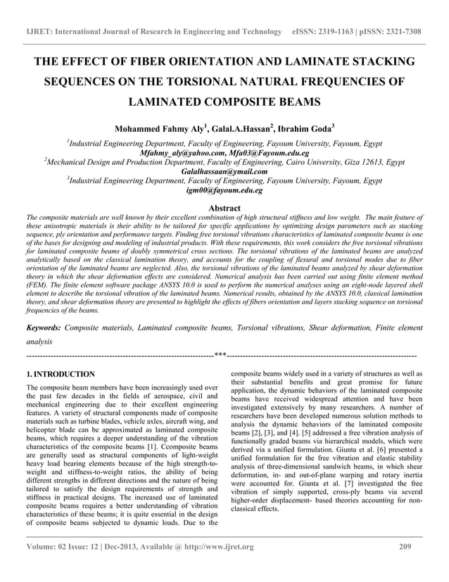 The effect of fiber orientation and laminate stacking sequences on the