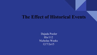 The Effect of Historical Events
Dajada Pooler
His/112
Nicholas Weeks
12/7/2o15
 