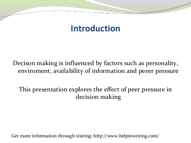 How To Write A Thesis For A Persuasive Essay Peer Pressure Essay Introduction Good High School Essay Topics also Gender Equality Essay Paper Peer Pressure Essay Introduction Coursework Sample Words English Essays