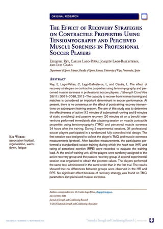 The effect of recovery estrategies on contratile properties using tensiomyography