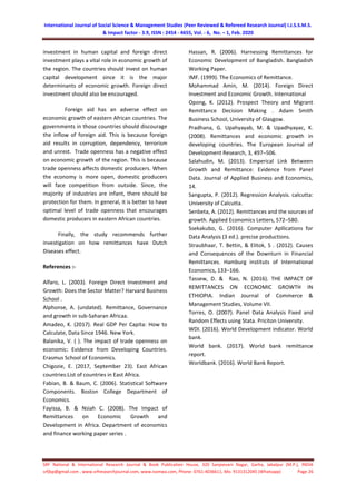 The effect of remittance on economic growth of eastern African ...