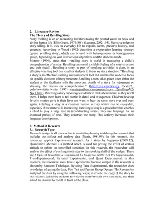 The effect of retelling story in teaching speaking of second grade in ...
