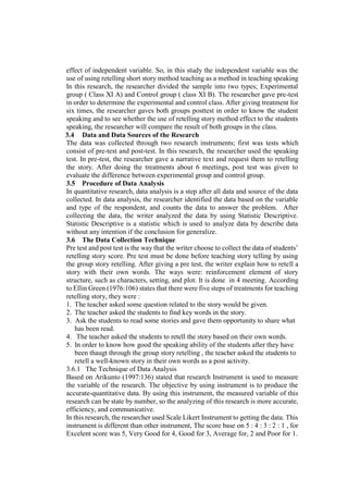The effect of retelling story in teaching speaking of second grade in ...