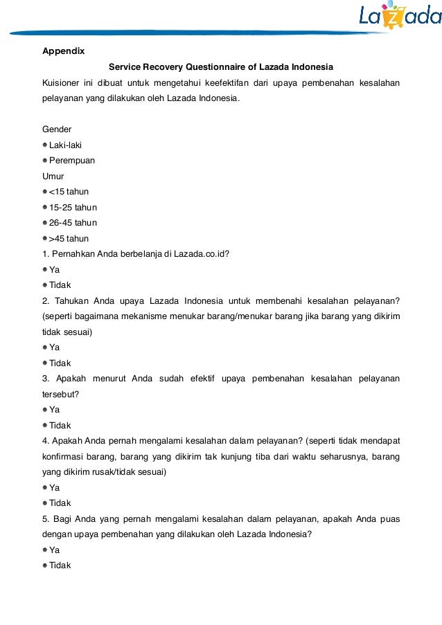 The Effect of Service Recovery in Lazada Indonesia towards